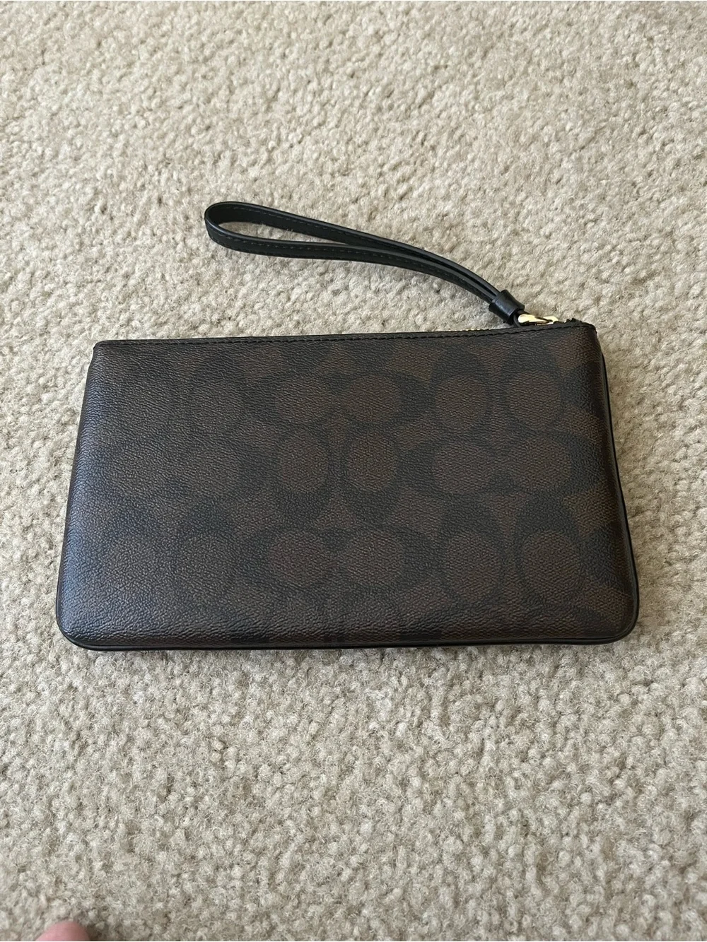 Coach Signature Brown and Black Large Wristlet